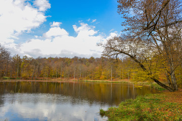 Colorful autumn landscape with lake. Armenia