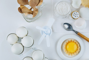 Eggs composition on table