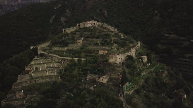 Castello di San Nicola Thoro-Plano in mountains, aerial