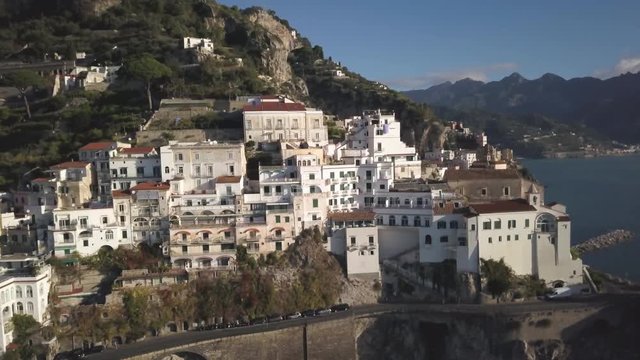 Amalfi Coast town, aerial