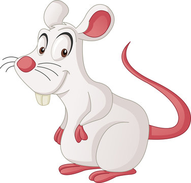 Cartoon cute mouse. Vector illustration of funny happy rat.