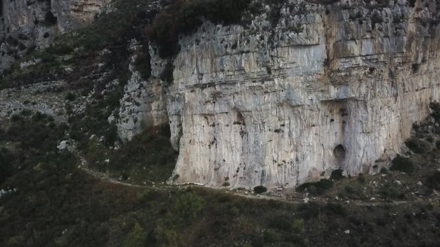 Path of the Gods trail on Amalfi Coast, aerial