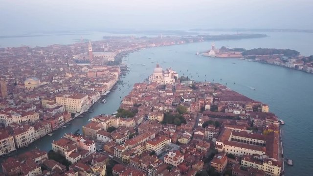 Aerial, majestic Venice landscape