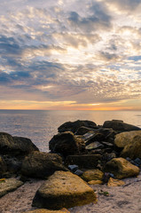 Obraz premium Seascape in Odesa during the sunrise in the autumn season