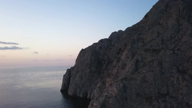 Aerial, coastal cliffs in Greece