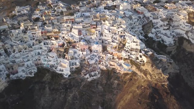White buildings in Oia, aerial