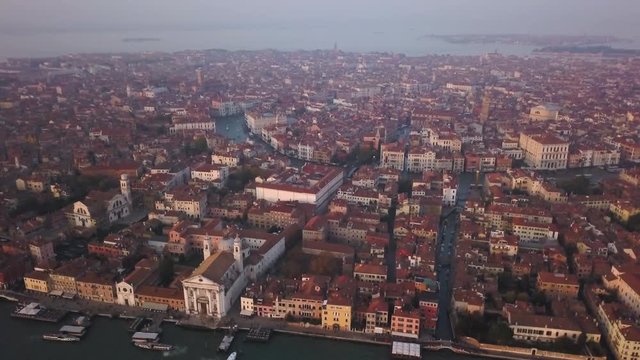 Wide aerial, Venice cityscape