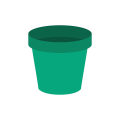 Flat icon green flower pot isolated on white background. Vector illustration.