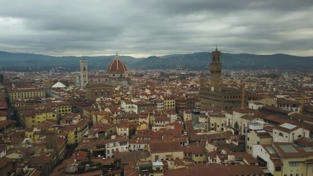 Florence Cathedral in downtown Florence, aerial