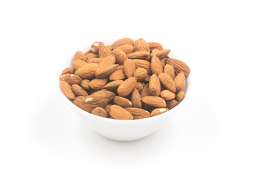 Raw Almonds peeled in a bowl