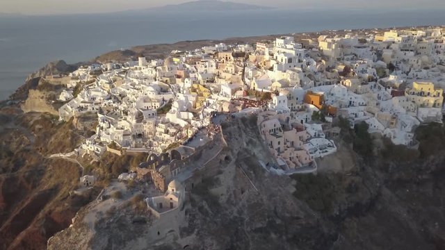 Byzantine Castle Ruins on Greek island, aerial