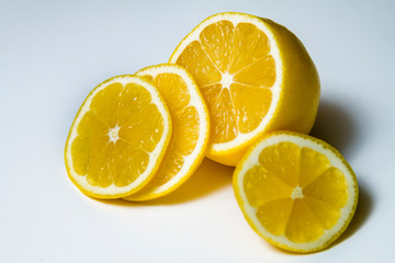 ripe lemon on white background