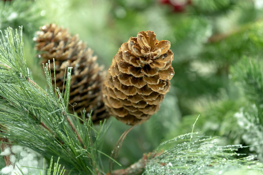 Christmas decorations, wreaths and balls, new year holiday