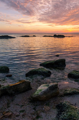 Seascape in Odesa during the sunrise in the autumn season