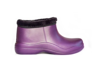 Purple rubber galoshes isolated on white background