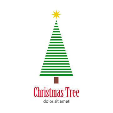 Logotipo Christmas Tree con árbol abstracto con lineas paralelas