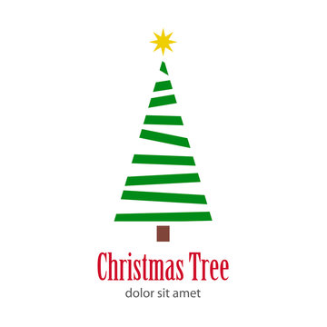 Logotipo Christmas Tree con árbol abstracto con lineas verdes