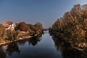 autumn landscape with river and trees