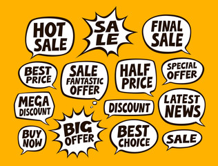 Sale, set of bubbles. Business concept. Vector illustration