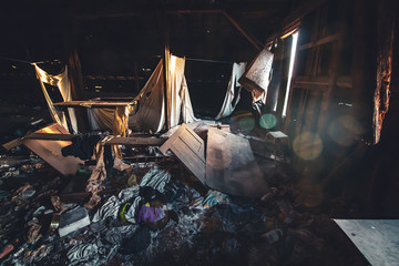 abandoned, devastated and messy room