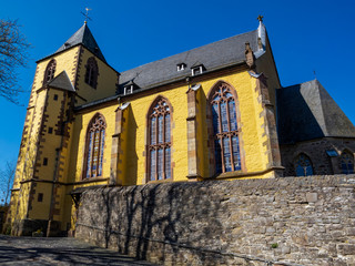 Castle Church of St. Philip and St. James in Schleiden, North Rhine-Westphalia Germany, exterior side view