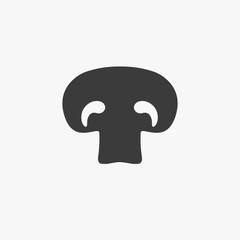 Mushroom vector icon. Champignon simple silhouette. Food pizza slice, vegetarian organic nature meal. Natural healthy eating sign. Black Illustration isolated on white