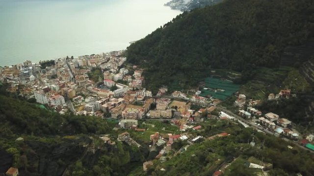 Aerial, coastal town of Maiori