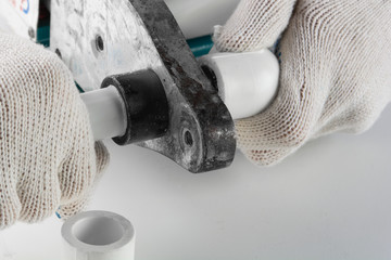 Soldering iron for PVC pipes. welding of plastic pipes