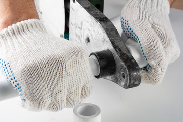 Soldering iron for PVC pipes. welding of plastic pipes