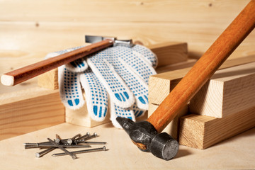 hammers on the bars. concept of home improvement