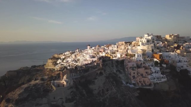 Byzantine Castle Ruins at sunset, aerial