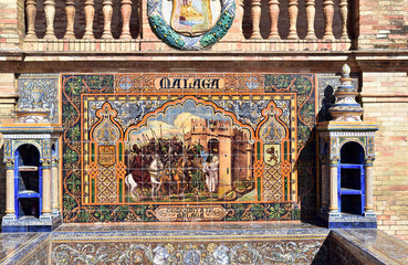 Ceramic tiles depicting Malaga in the plaza de Espana Espana 