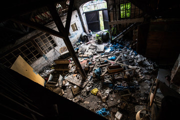 abandoned dirty old industrial warehouse