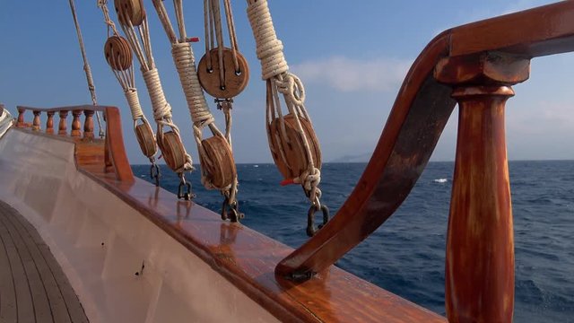 Old sailing ship vessel in the Cyclades
