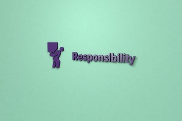 Illustration of Responsibility with violet text on green background