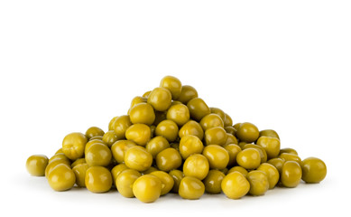 Bunch of pickled peas close up on a white. Isolated.