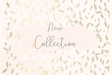 Trendy chic banner design with gold colored foil texture effect
