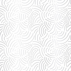 Elegant silver foil abstract background. Curved lines seamless pattern metallic silver on white. Handdrawn vector texture. Modern, abstract mosaic art for celebrations, Christmas, New Year, wedding © StockArtRoom