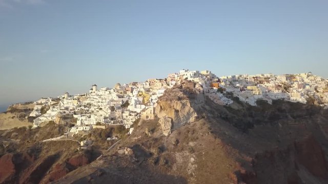Sunset over Oia, aerial