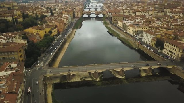 Arno River in Florence, aerial
