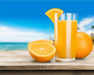 Orange Juice in glass on   background.