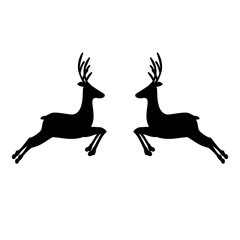 Christmas reindeer silhouettes isolated on white background