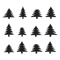 Christmas trees icons set vector