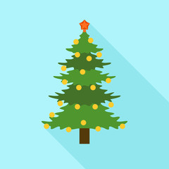 Xmas fir tree icon. Flat illustration of xmas fir tree vector icon for web design