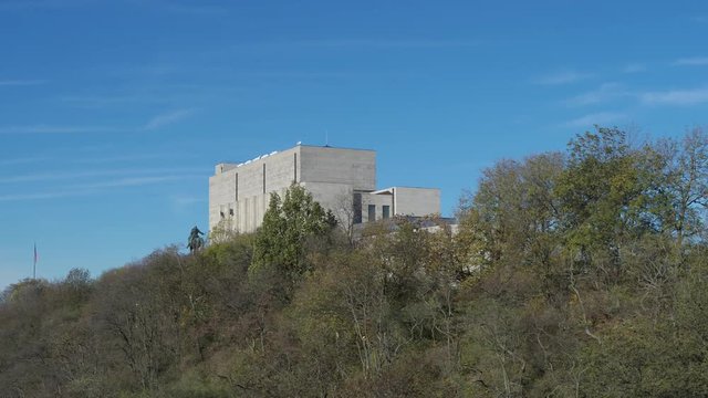 Drone aerial Prague National Monument on the Veitsberg