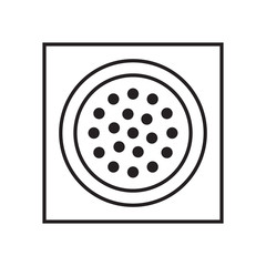 Drain hole, line sink drain icon, black isolated on white background, vector illustration.
