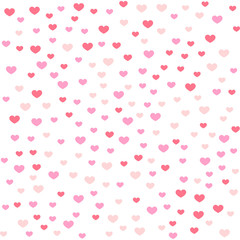 Hearts pattern, pink heart background, isolated on white, vector illustration.