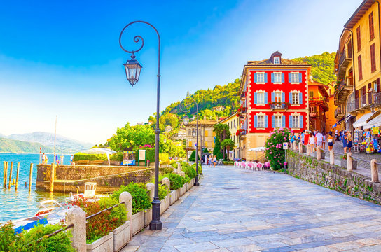 Promenade von Cannobio am Lago Maggiore, Piemont, Italien