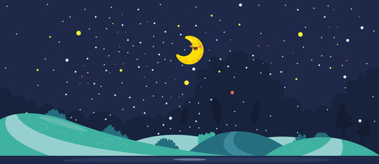 Vector Illustration Of Night Scene