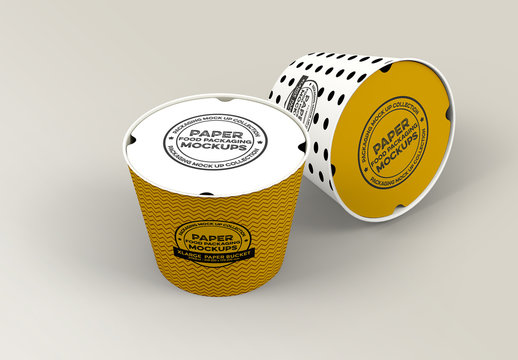 Two Tall Paper Buckets Mockup